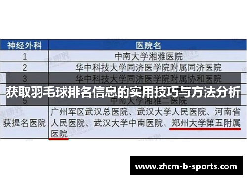 获取羽毛球排名信息的实用技巧与方法分析 获取羽毛球排名信息的实用技巧与方法分析